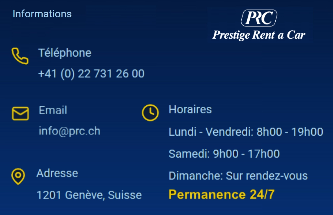 PRC Contact Detail Prestige Rent a Car Contact Details